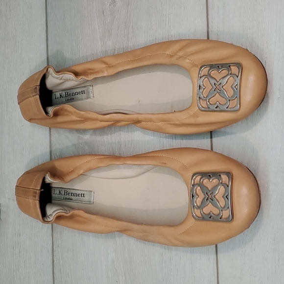 L.K.Bennett London Women Leather Loafer Ballet Flats shoes sz EU 40/8 - Picture 2 of 13